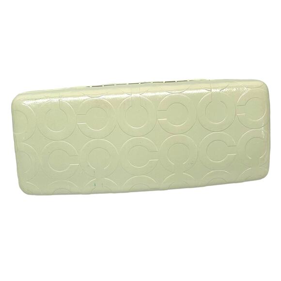 Coach Sunglass Case Clamshell Embossed Cream White - Picture 3 of 5